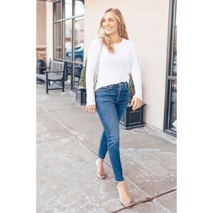 RE/DONE 90s High Rise Ankle Crop Jeans Button Fly Raw Hem Medium Wash Women's 26